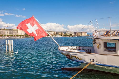 De raderstoomboot Savoie in Genève aan het Meer van Genève in Zwitserland