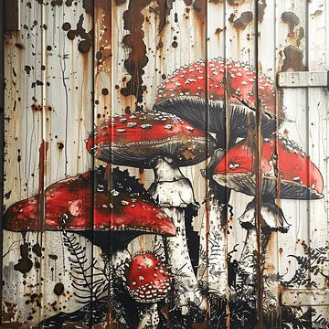 Paddenstoelen roest metalen muur stedelijke varens verloren plaats verval van gm_designs