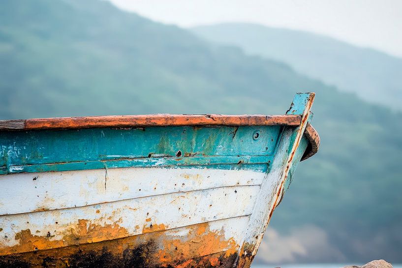 Verrostetes Boot am Ufer – Naturaufnahme von Poster Art Shop