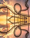 Die sanften Farben des Abendhimmels tauchen Tiger and Turtle in ein warmes, goldenes Licht. Die klare Spiegelung verdoppelt die imposante Silhouette und schafft eine faszinierende Stimmung. von LICHTERKISTE Miniaturansicht
