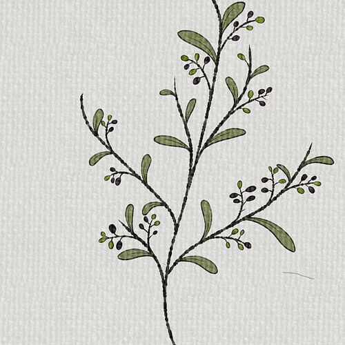 Moderne Botanische Elegantie - Minimalistische Aquarel Kunst