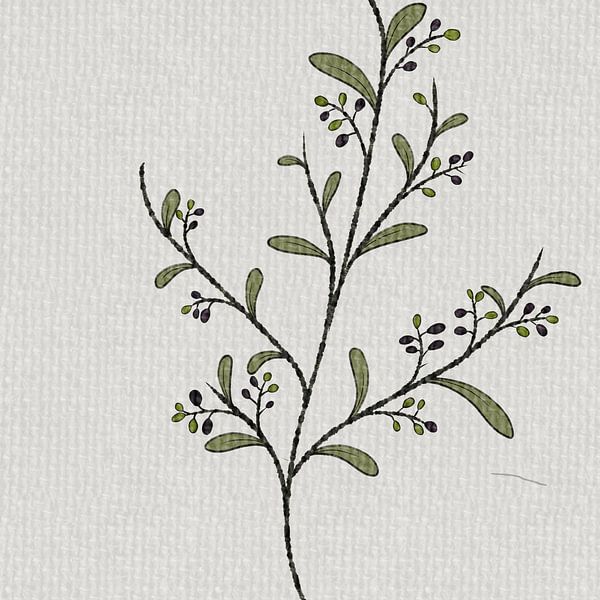 Élégance botanique moderne - Aquarelle minimaliste par Fatma Wati