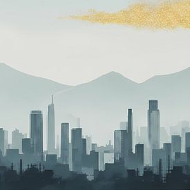 Ville dans la brume matinale sur Victor Weijers