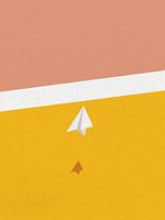 Minimal art vintage papieren vliegtuig