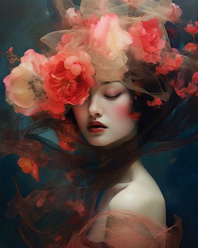 Modern bloemrijk portret