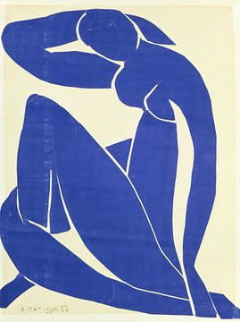 Henri Matisse. Blauw naakt tegen witte achtergrond