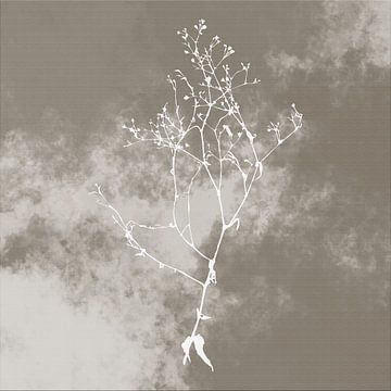 Nuvole di Prato. Abstract Botanisch Minimalistisch in taupe donker retro grijs van Dina Dankers