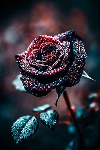 Rose élégante avec gouttes de rosée