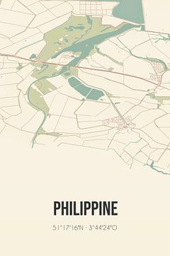 Vintage landkaart van Philippine (Zeeland) van MijnStadsPoster