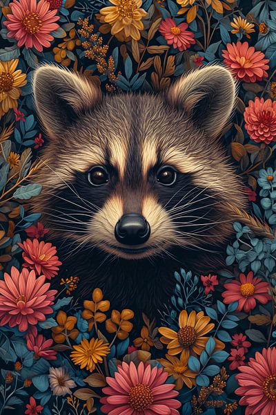 Floral raccoon by haroulita