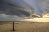 Zonsopgang in de duinen van het eiland Texel met nadering van een stormwolk van Sjoerd van der Wal Fotografie thumbnail