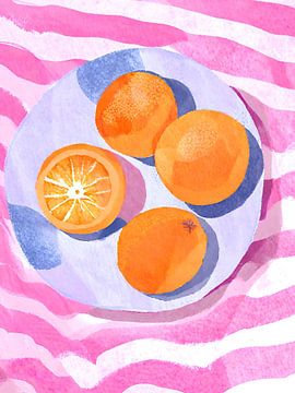 Oranges on a plate by Kim Karol / Ohkimiko