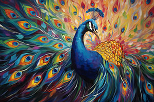 Bunter Pfau der modernen Kunst auf Leinwand gemalt, Kunstdesign