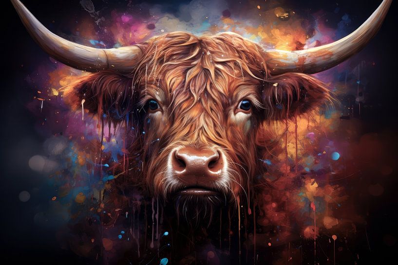 Schotse hooglander grafische kunst van Digitale Schilderijen