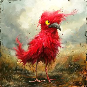 oiseau rouge paysage humour artistique mystique