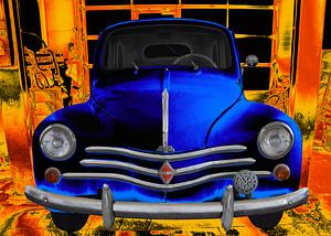 Renault 4CV en bleu & orange