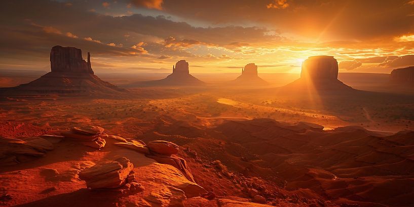 Zonsopgang boven rotsformaties van fernlichtsicht