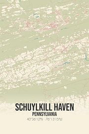 Vintage landkaart van Schuylkill Haven (Pennsylvania), USA. van Stad & Wand