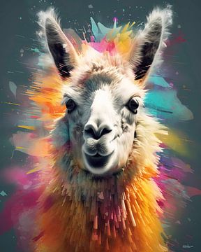 Lama in mehrfarbig von Gelissen Artworks