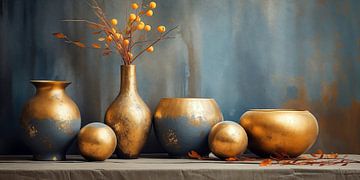 Stilleven in Brons en Blauw van Studio BB