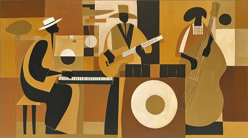 Blues muzikanten kubisme abstract panorama