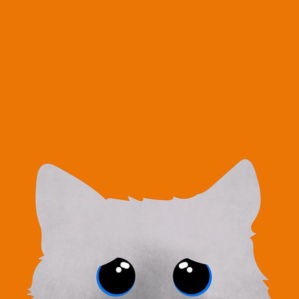 chat curieux blanc aux yeux bleus. par Bianca van Dijk