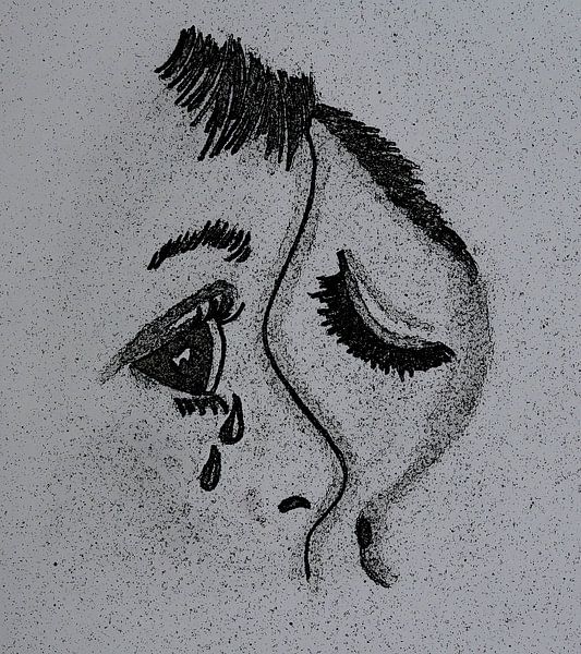 Moeder met verdrietig kindje van Jose Lok