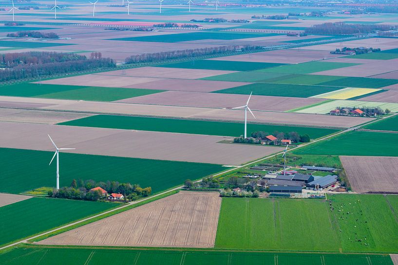 Aerial view of a wind turbine in Flevoland by Sjoerd van der Wal Photography