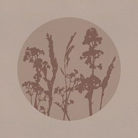 Japandi botanical in neutralem Beige und Braun. Wilde Blumen. von Dina Dankers