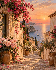 Mediterraner Abend am Meer von TheArtfulGallery