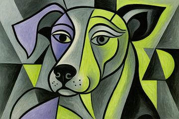 Portrait abstrait d'un chien avec des avions sur Imperial Art House