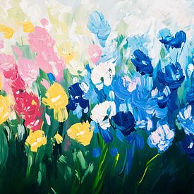 Kleurrijk bloemenveld in schilderstijl van Art & Soul Creations