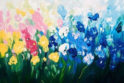 Champ de fleurs coloré en style peinture
