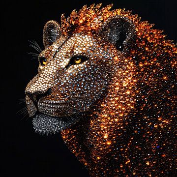 Leeuw van glas kristal portret van TheXclusive Art