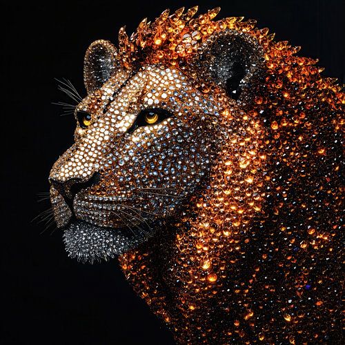 Leeuw van glas kristal portret