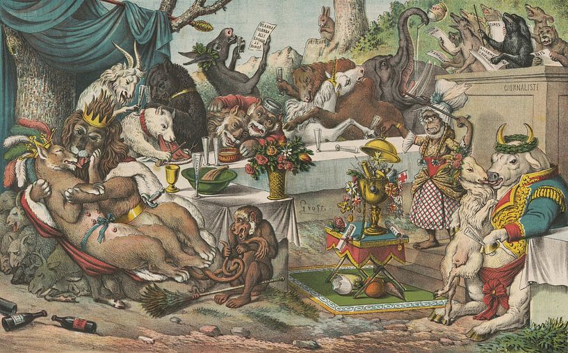 Augusto Grossi, Pratende dieren, 1879 van Atelier Liesjes