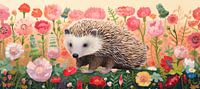 Igel im Blumenmeer | Igel Naturgemälde