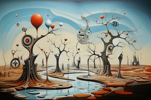 Landscape surreal abstract and bizarre with alien life