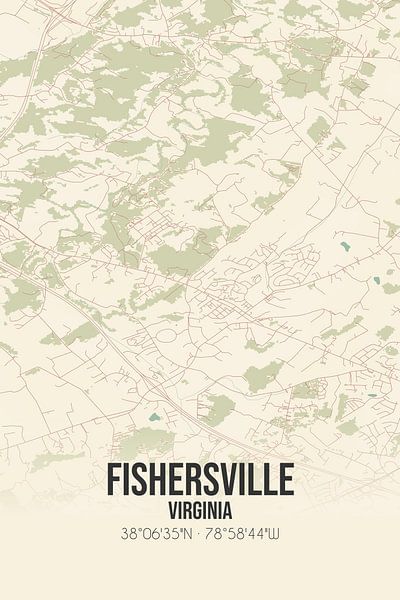 Vintage map of Fishersville (Virginia), USA. by Prints of Place