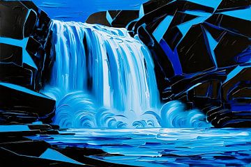 Abstracte waterval in blauwtinten van Imperial Art House