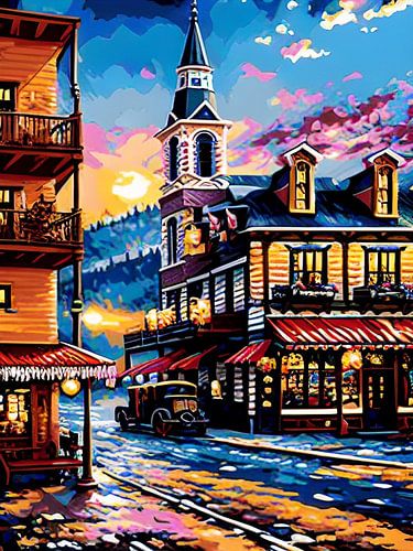 Amerikanisches Dorf in den Bergen