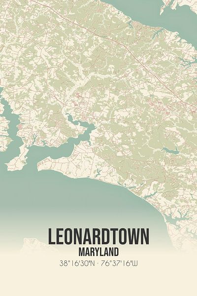 Vintage map of Leonardtown (Maryland), USA. by Prints of Place