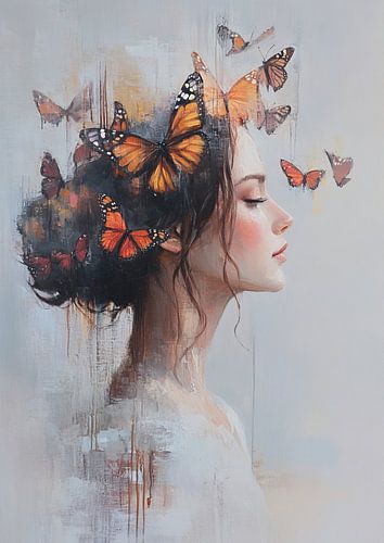 Femme et papillons | Femme papillons