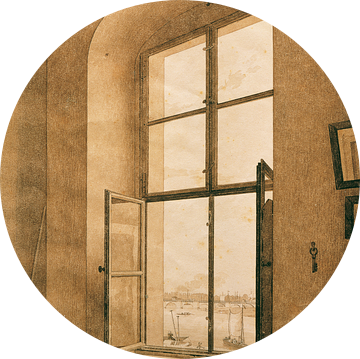 Uitzicht vanuit het atelier (linkerraam), Caspar David Friedrich - ca. 1805