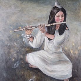 Meisje met de Fluit. Zilveren Sonate; van Veronika Fraile Art