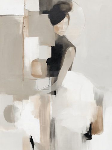 Portrait moderne et abstrait dans des tons ocres sur Studio Allee