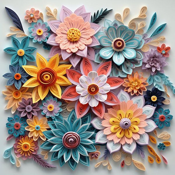Quilling Technik  Blumen Papier farbenfroh Blüten lebensfroh von gm_designs