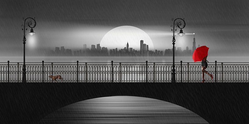 Die Brücke im Sommerregen von Monika Jüngling