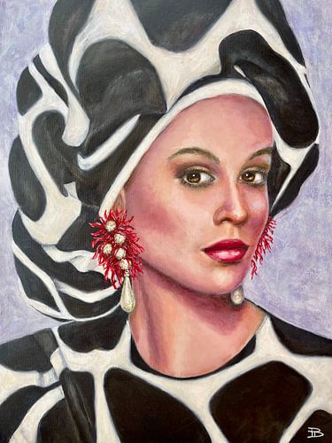 Stijlvolle modieuze vrouw in giraffe print