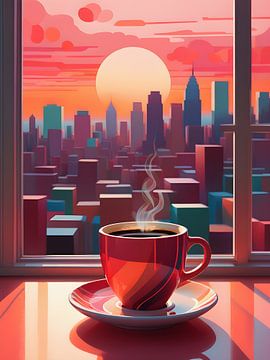 Warme koffie in de ochtendzon